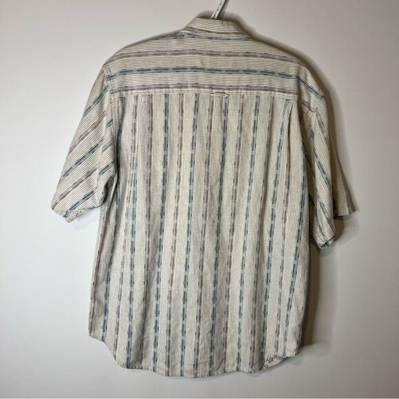 Nino Cerruti Short Sleeve Mens Button Up 100% Cotton Size Large Camp Shirt White - Picture 4 of 4